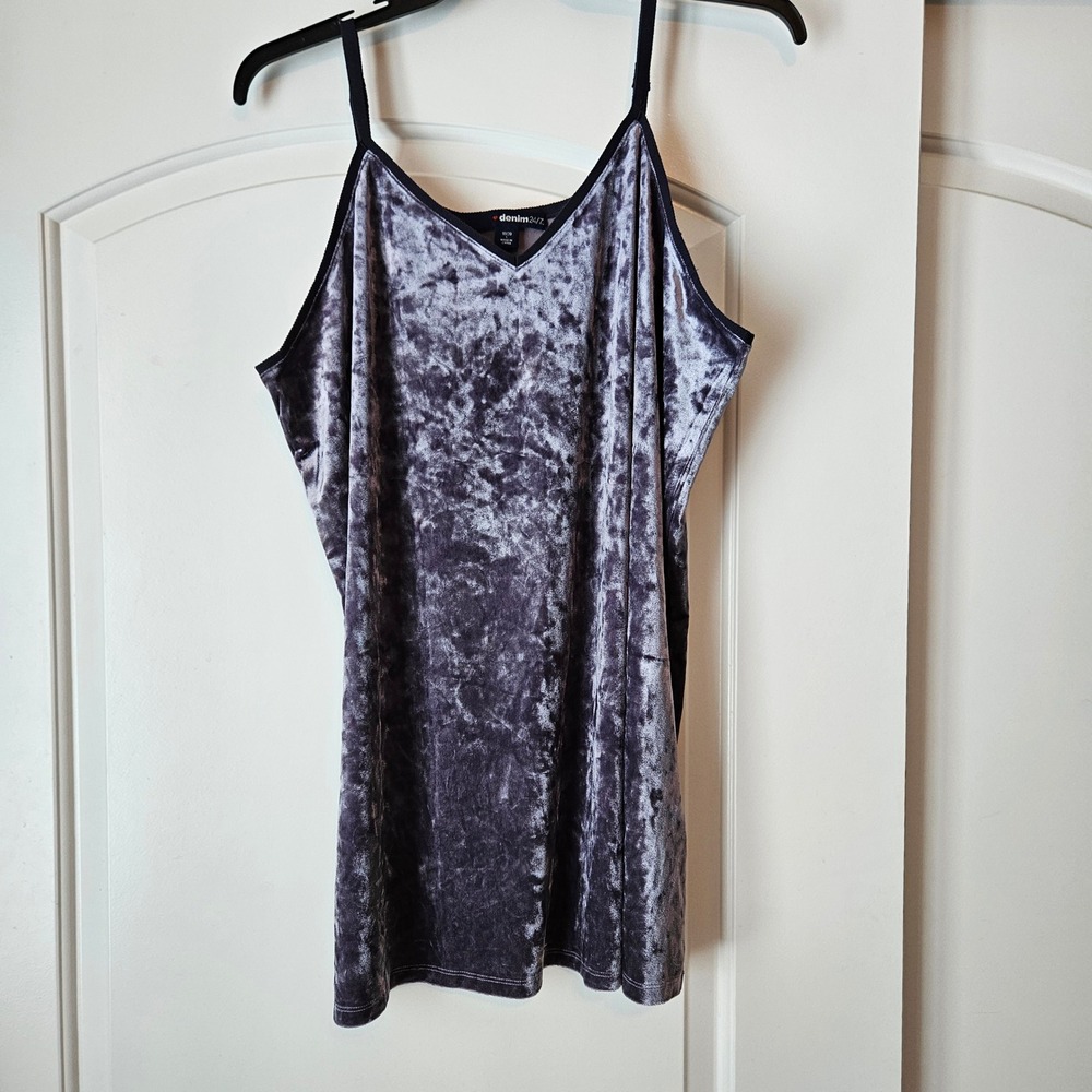 Denim247 Crushed Velvet Cami Top Soft Blue Size 18/20‎ L Whimsigoth Y2K Glam